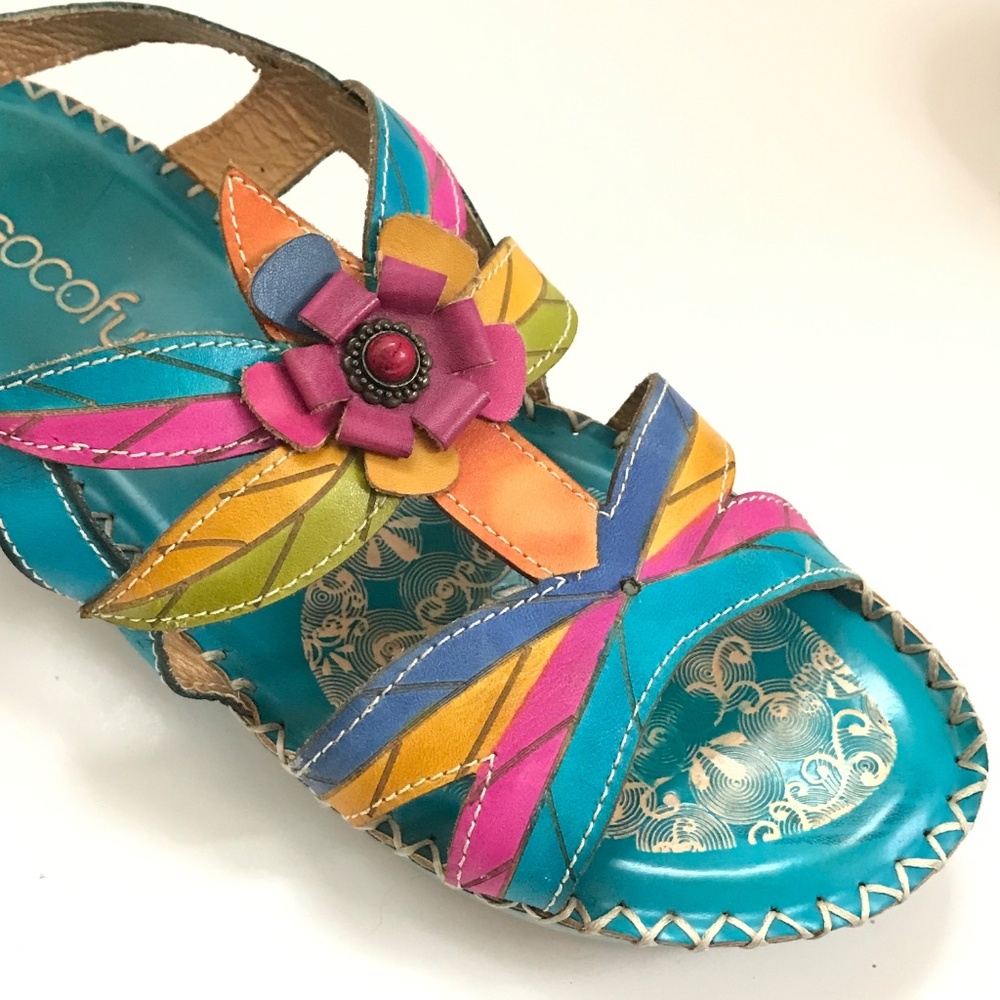 SOCOFY Flower Sandals Leather Bohemian Women’s Size 7 - Picture 14 of 16